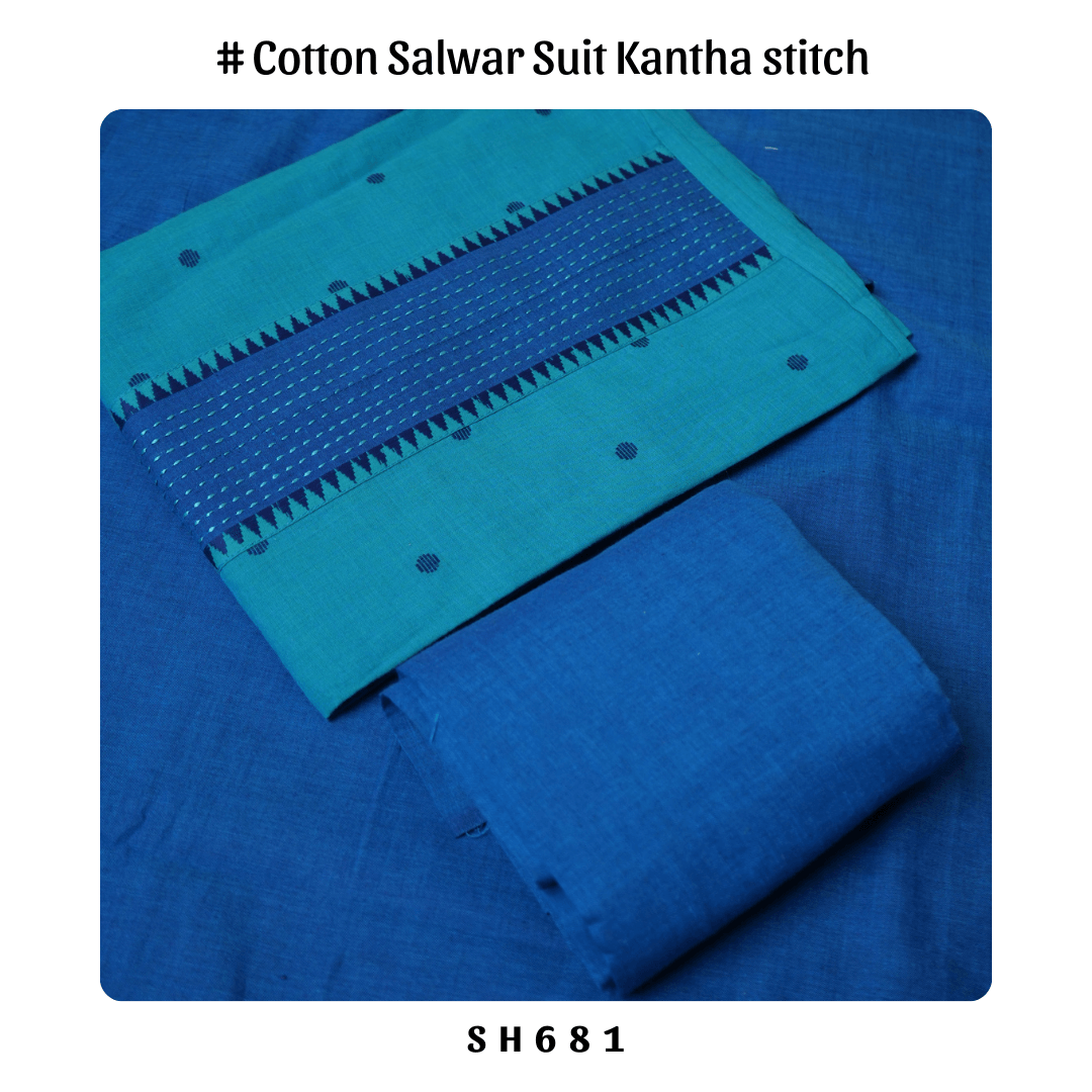 Cotton salwar suit with Kantha stitch work