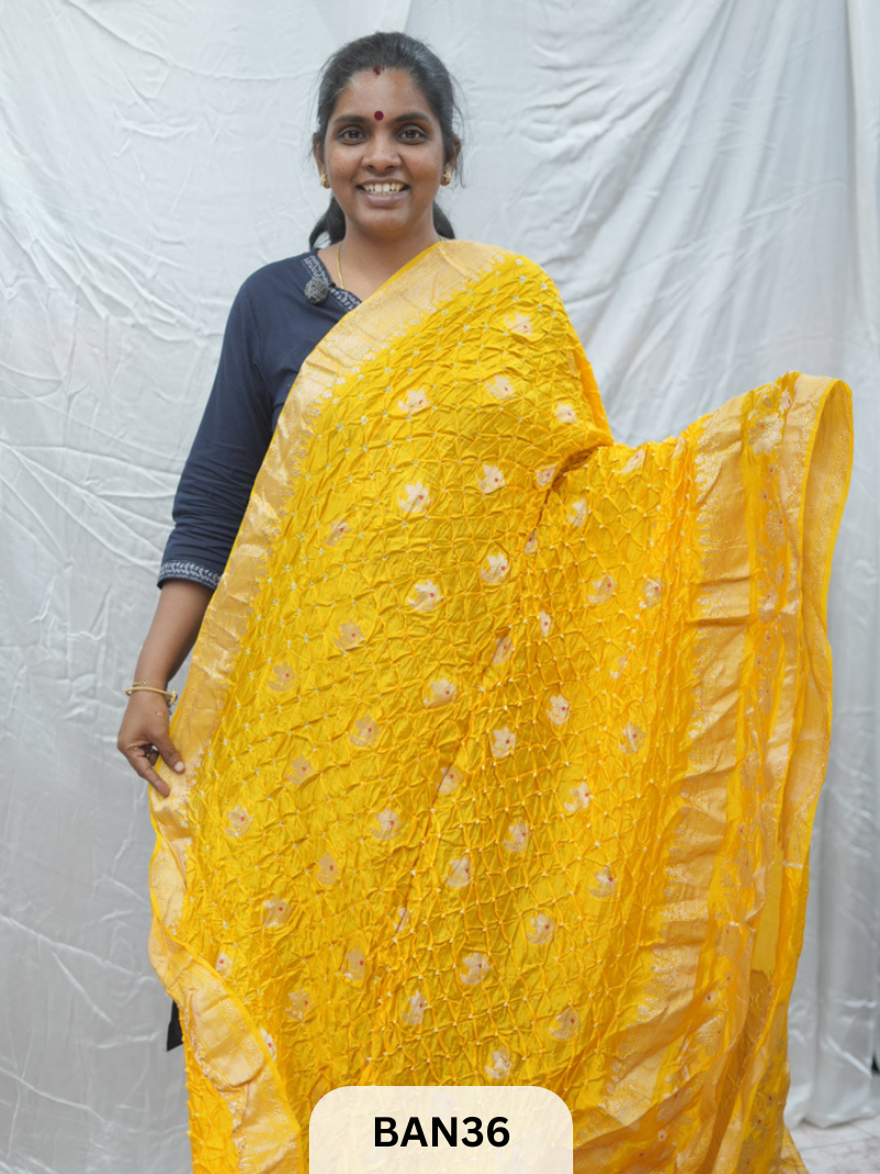 PURE RAW SILK WITH MEENAKARI BUTTA BANDHINI SAREE
