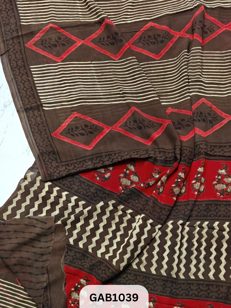 Premium Hand Block Printed Georgette Sarees with Blouse