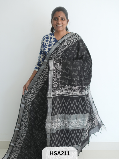 LENIN COTTON HANDBLOCK PRINTED SAREE