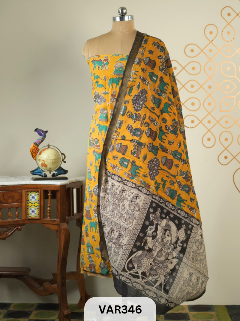 KALAMKARI COTTON-2 PCS-TOP & DUPPATA