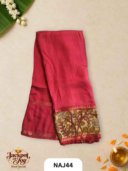 Mangalagri Border Block Print Soft Slik