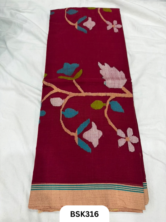 Handloom Pure Mul Cotton With Jamdhani Weave Saree
