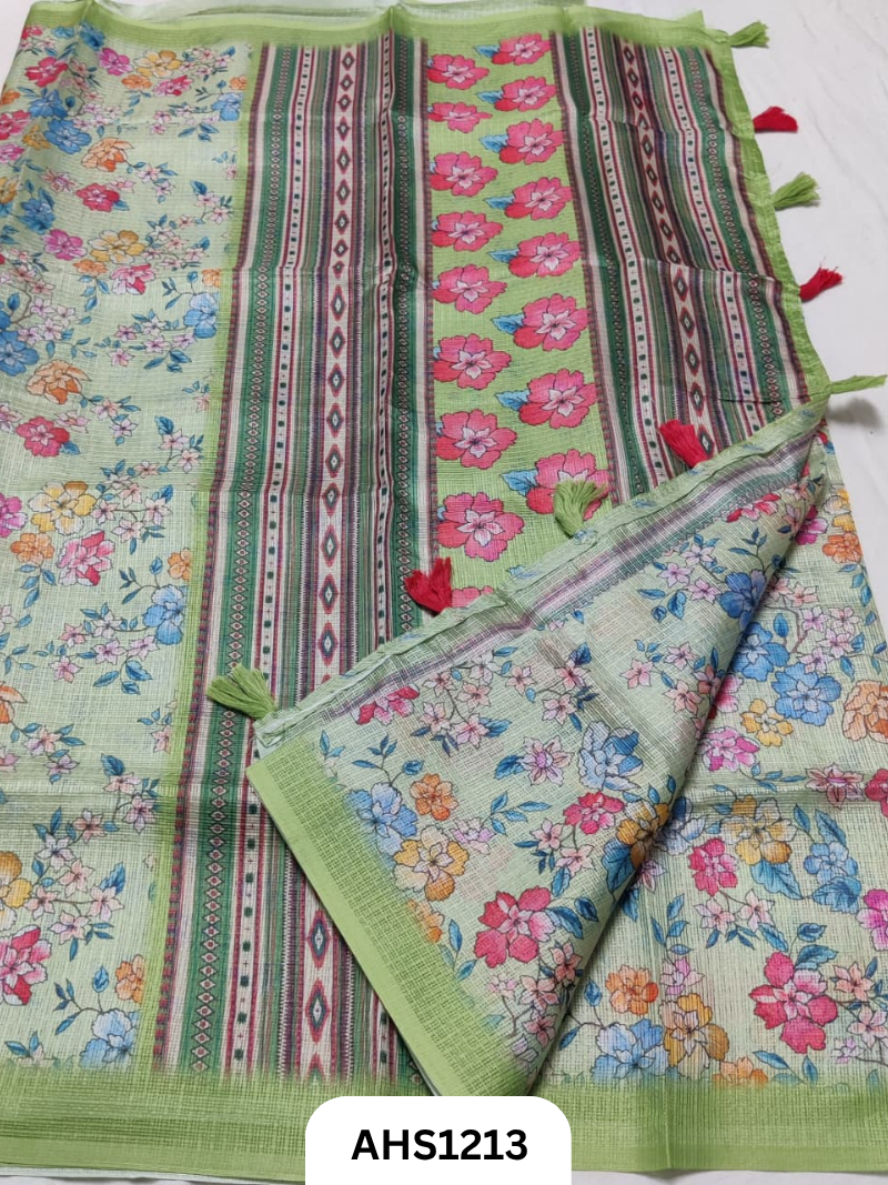 Soft Silk Kota Digital Print Saree With Blouse