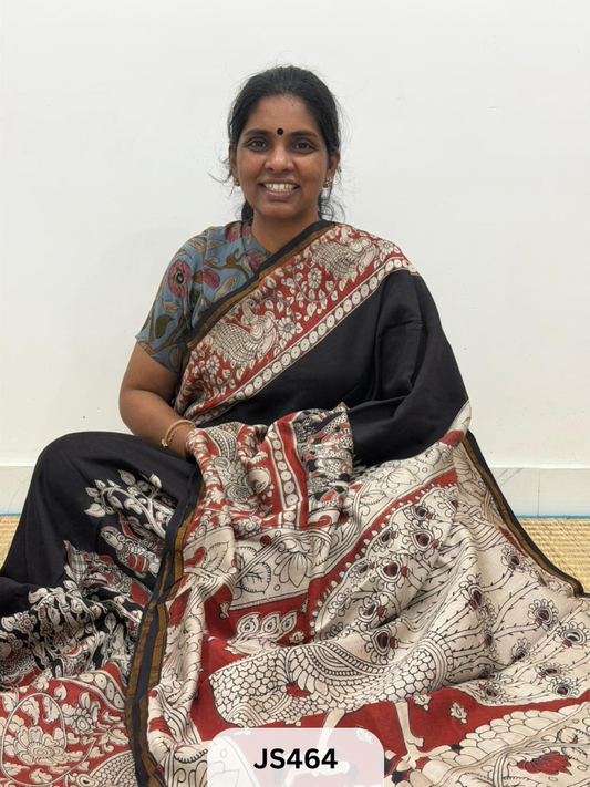 KALAMKARI X CHANDERI SILK FUSION SAREE