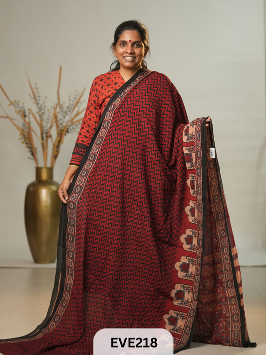 Chinon Chiffon Ajrakh Print Saree