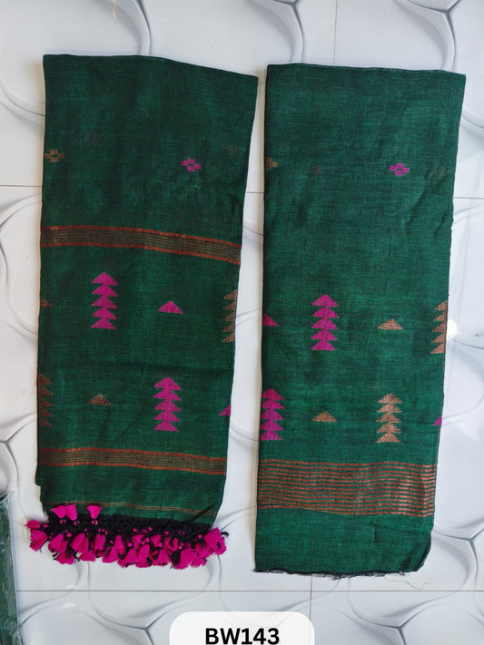 PURE 100 COUNT  LINEN JAMDHANI TOP DUPATTA