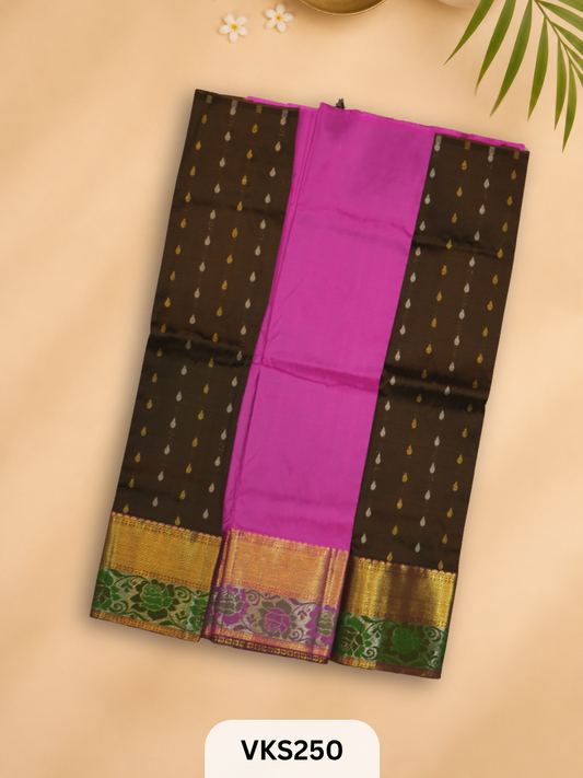 PURE KANCHIPURAM PATTU PAVADAI SET 1 - 2 YEAR