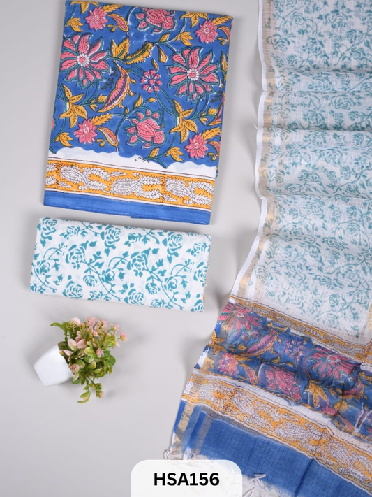 COTTON SUIT WITH KOTA DUPATTA - 3 PCS SET