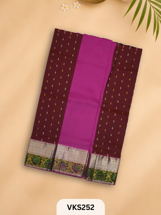 PURE KANCHIPURAM PATTU PAVADAI SET 1 - 2 YEAR