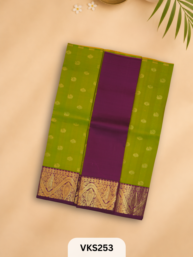 PURE KANCHIPURAM PATTU PAVADAI SET 1 - 2 YEAR