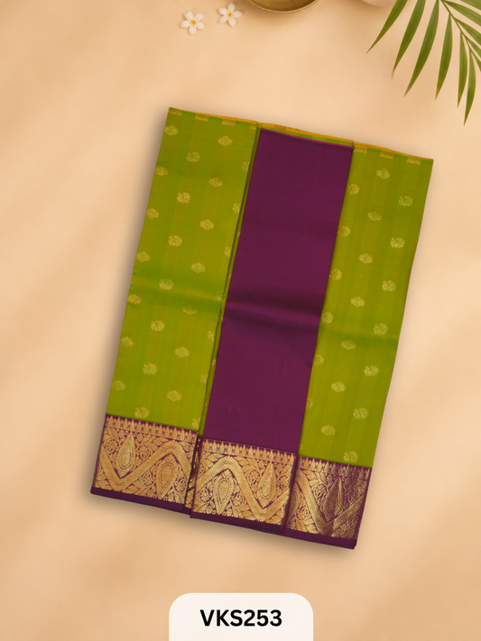 PURE KANCHIPURAM PATTU PAVADAI SET 1 - 2 YEAR