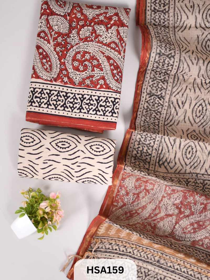COTTON SUIT WITH KOTA DUPATTA - 3 PCS SET