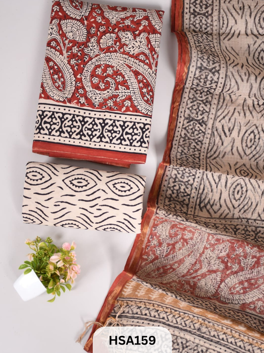 COTTON SUIT WITH KOTA DUPATTA - 3 PCS SET