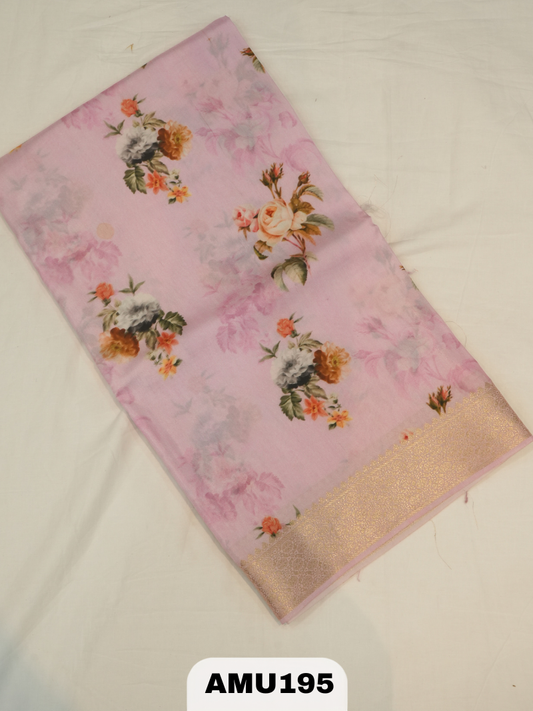 BANARAS RUSSIAN SILK SAREE WITH PRINTED