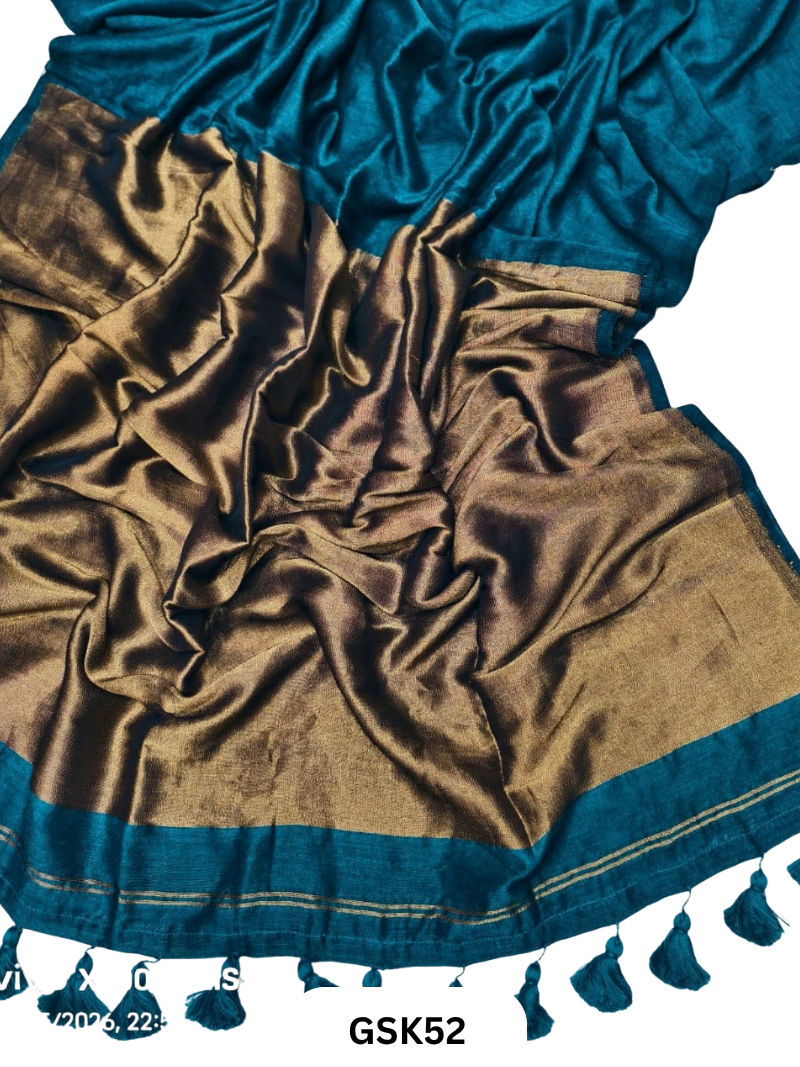 Plain Modal Tissue Saree With Blouse piece
