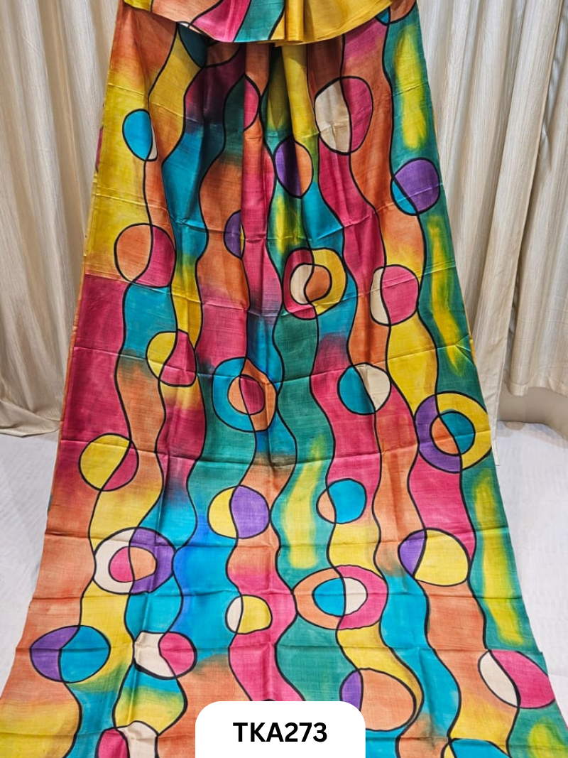 PURE HANDOWEN TUSSAR HAND PAINTED SAREE