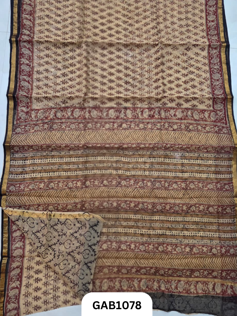 Bagru Handblock Print Kota Doria Saree