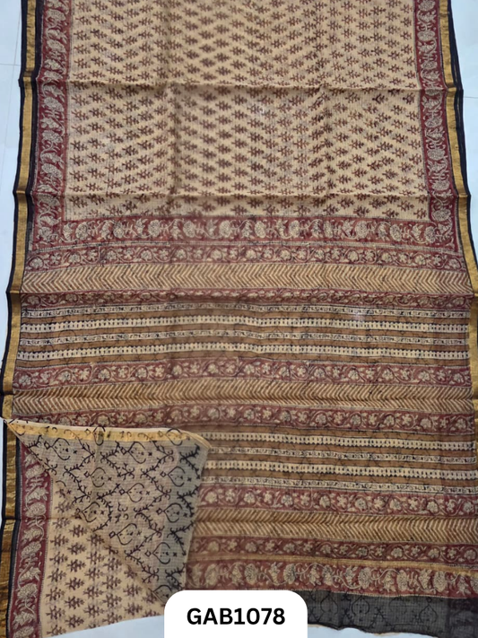 Bagru Handblock Print Kota Doria Saree
