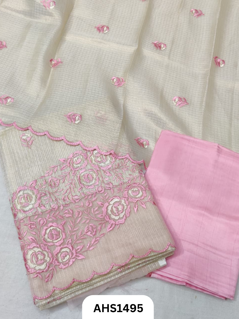 Applique Work Soft Silk Tissue Kota & Dupatta - Top 2.5Mtr & Dupatta 2.5Mtr