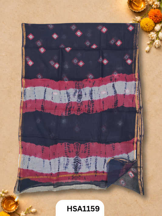 Hand Block Printed Kota Doriya Saree with Blouse