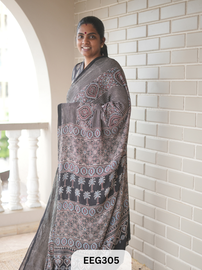 AJRAKH CHINON SAREE