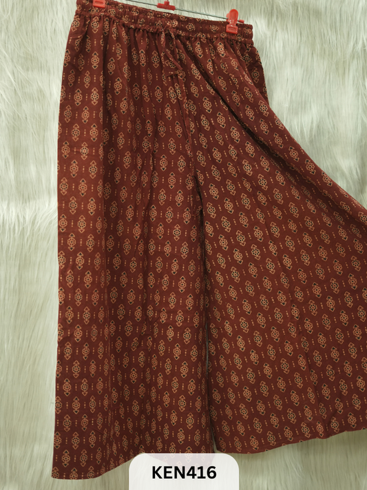 PLAZO HANDBLOCK PANT-FREE SIZE(22 to 40 INCH)