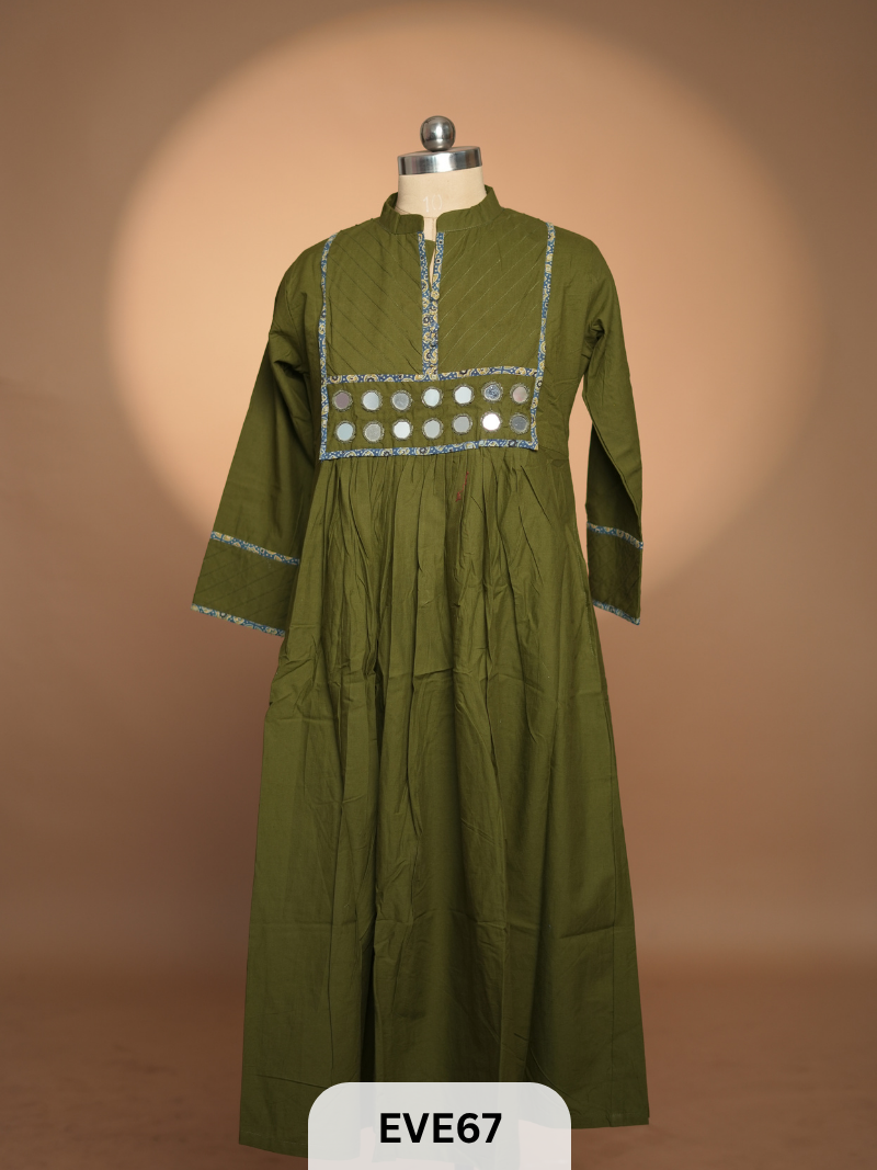 COTTON KURTI WITH MIRROR WORK