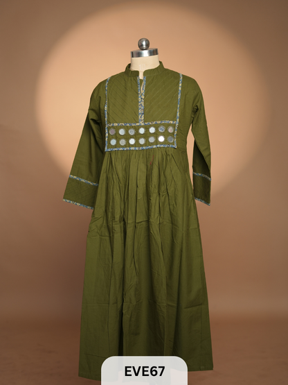 COTTON KURTI WITH MIRROR WORK