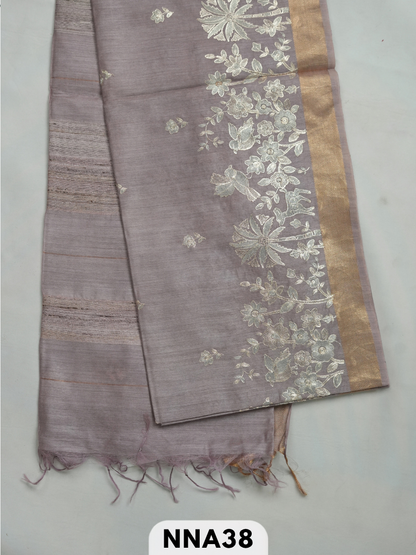Pure tussar silk with pitta work embroidery saree