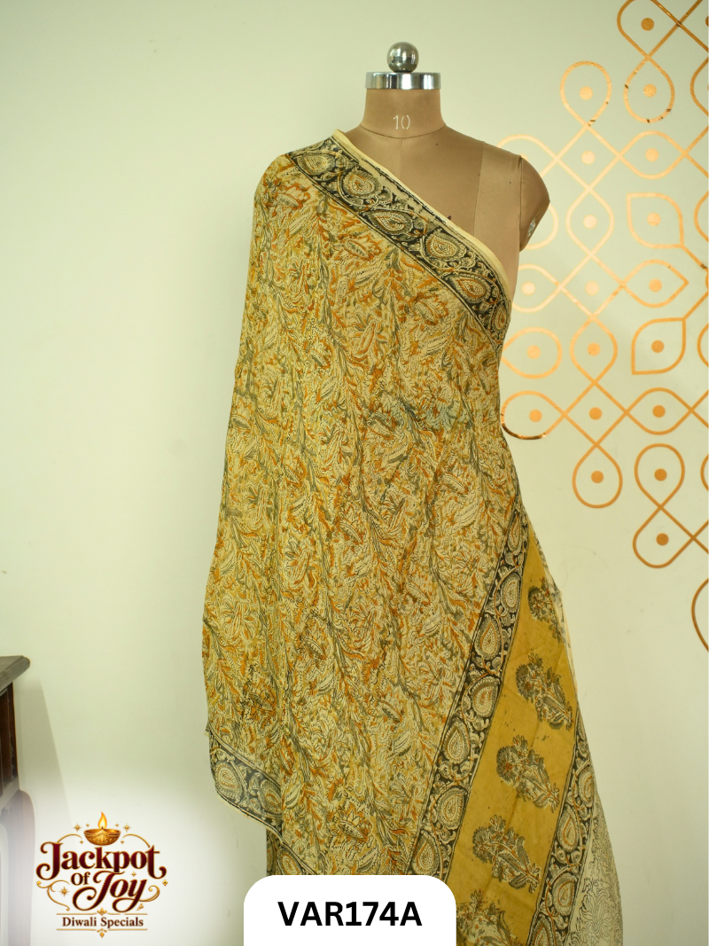 Pure Handblock Kalamkari Duppata