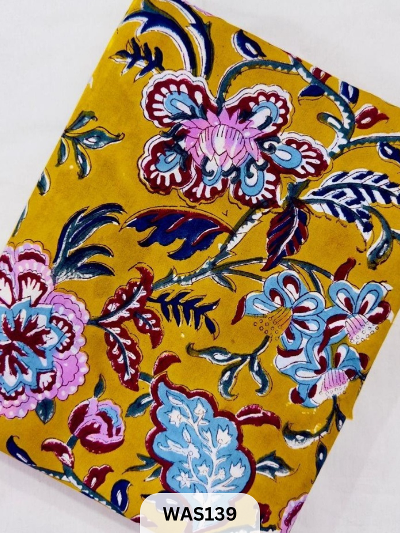JAIPUR PURE HANDBLOCK RUNNING FABRIC - 1MTR