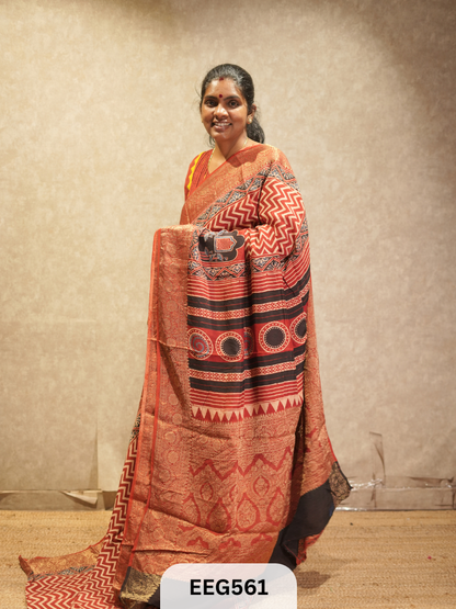 AJRAKH DOLA SILK SAREE