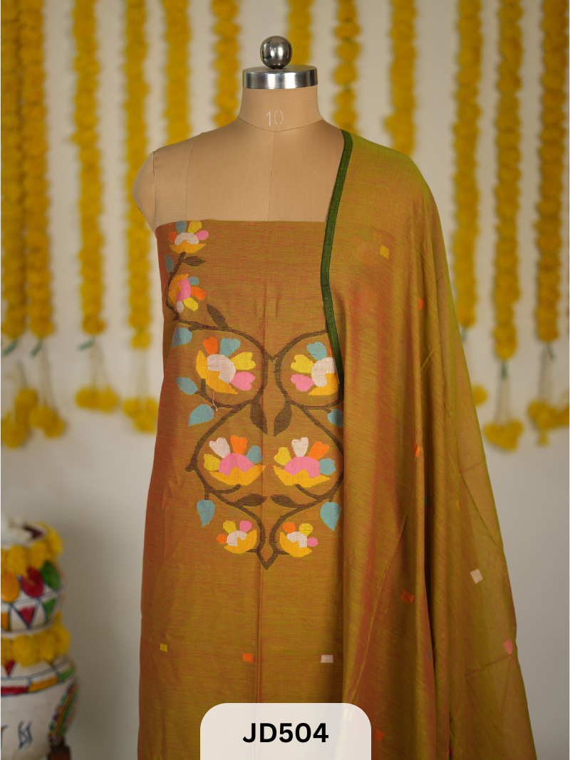 COTTON JAMDHANI TOP WITH DUPATTA