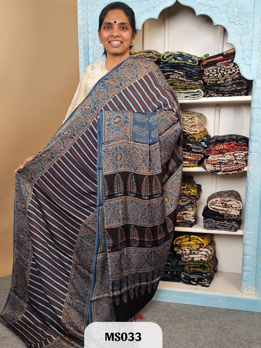 Modal Silk Saree with Ajrakh Print Saree Story with Shanmuga Priya