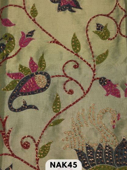 Semi Tussar paithani with Hand embroidry saree