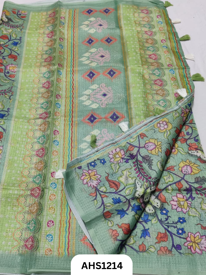 Soft Silk Kota Digital Print Saree With Blouse