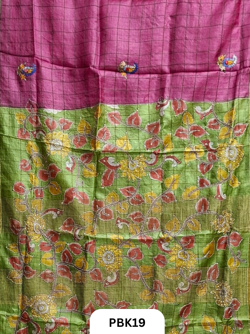 Pure Tussar Silk Saree with Heavy Embroidery & Bullion Stitch