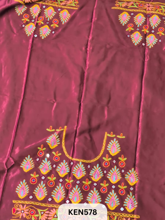 MASHRUSILK HAND AARIWORK UNSTITCHED BLOUSEPIECE