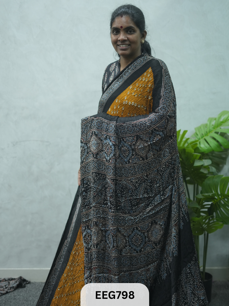 MODAL AJRAKH BANDHEJ SAREE