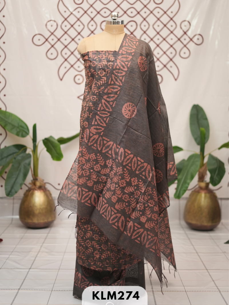Bhagalpur Semi Tussar 3 pcs salwar set