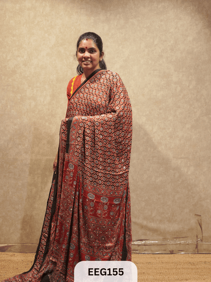 AJRAKH MODAL SAREE WITH MIRROR