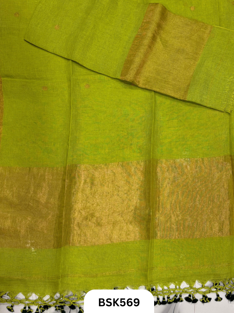 Handloom Pure Linen Pulka With Tissue Pallu Salwar Suit