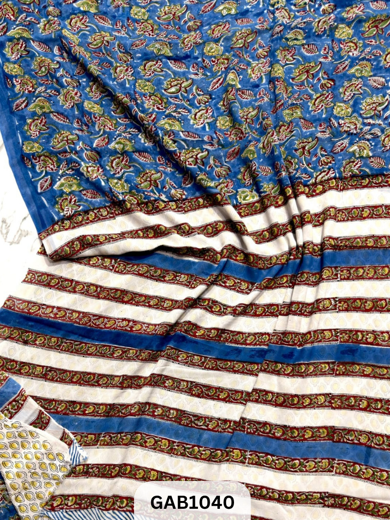 Premium Hand Block Printed Georgette Sarees with Blouse