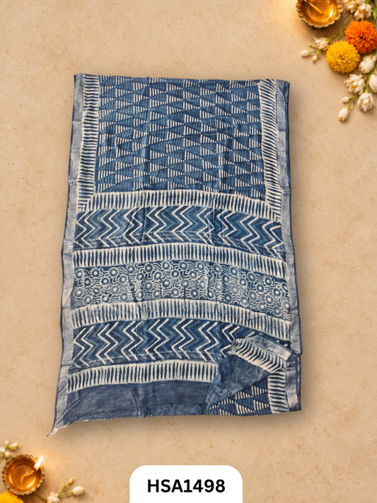 Kalamkari Hand Block Printed Soft Linen With Blouse
