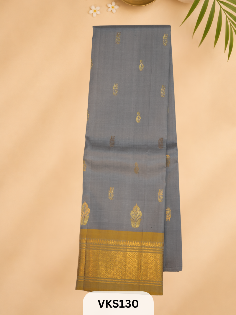 PURE KANCHIPURAM SILK SAREE WITH ONE SIDE BORDER