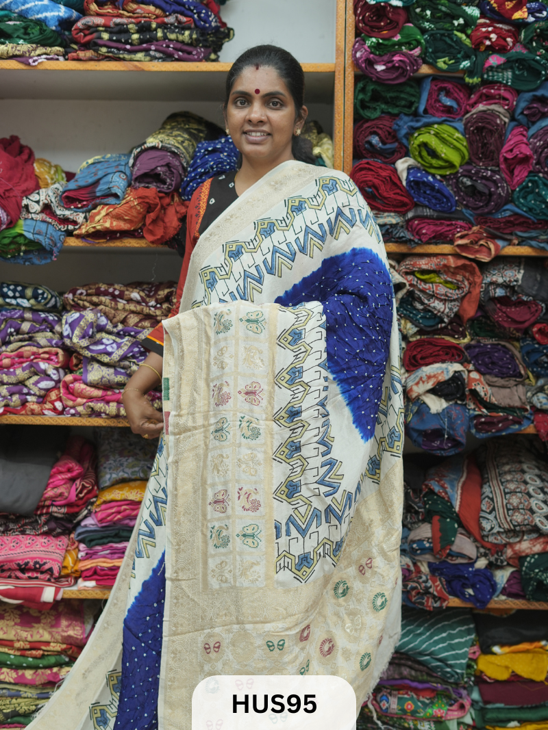 PURE DOLA SILK WITH AJRAKH MINAKARI PALLU