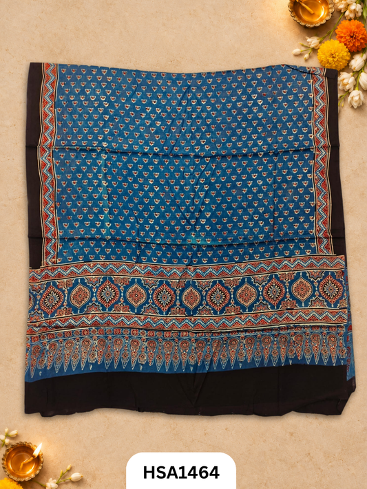 Ajrakh Hand Block Kuchh Printed Kaftan | Dress Material