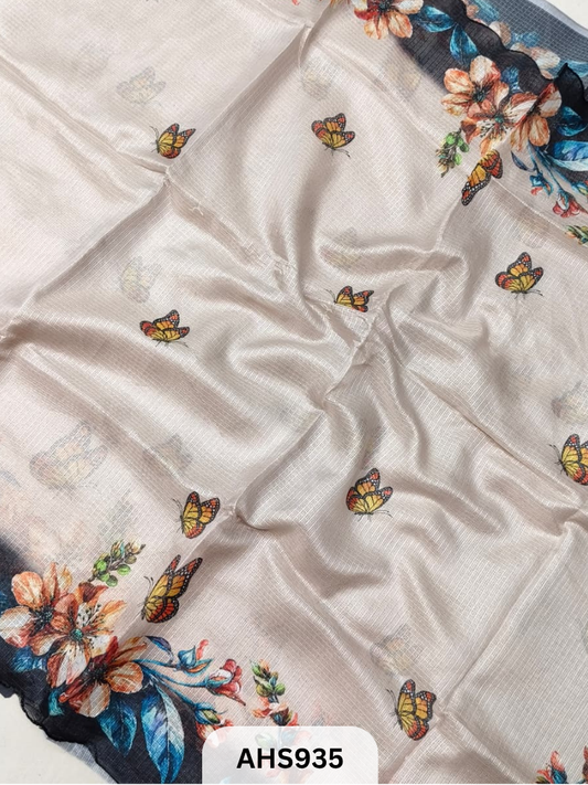 Soft Silk Kota Digital Print Saree With Blouse