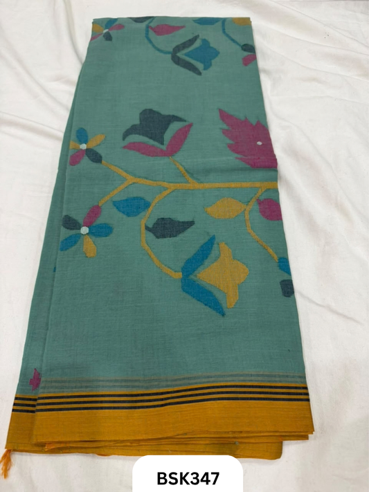 Handloom Pure Mul Cotton With Jamdhani Weave Saree